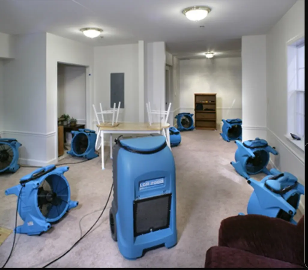Air movers and dehumidifier setup for Water Extraction & Removal in Reading