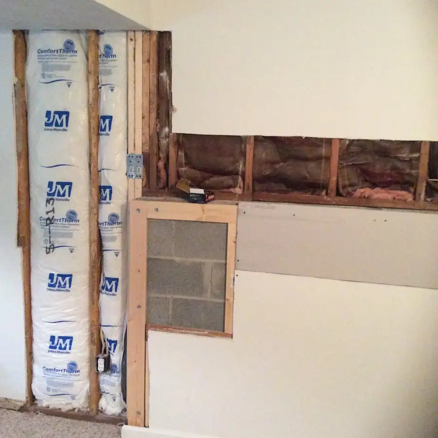 Wall insulation replacement during Basement Flood Cleanup in Reading